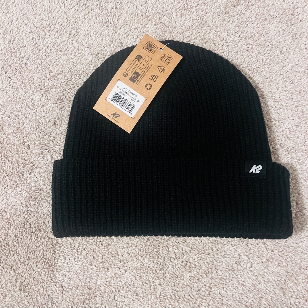 K2 Unisex Black Knit Beanie 2026 NWT One Size Brand New with Tags